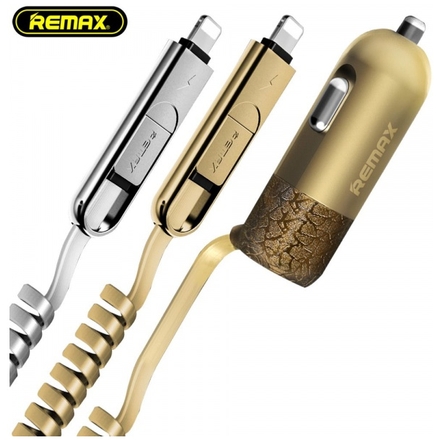 REMAX Nabíječka do auta - RCC-103 Finchy Usb + kabel ligtning micro usb 3,4 A stříbrná