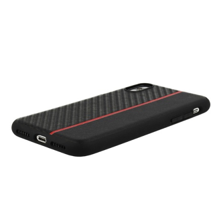 Pouzdro MOTO CARBON Case Samsung J610 Galaxy J6 Plus-Černá s červeným pruhem 55364