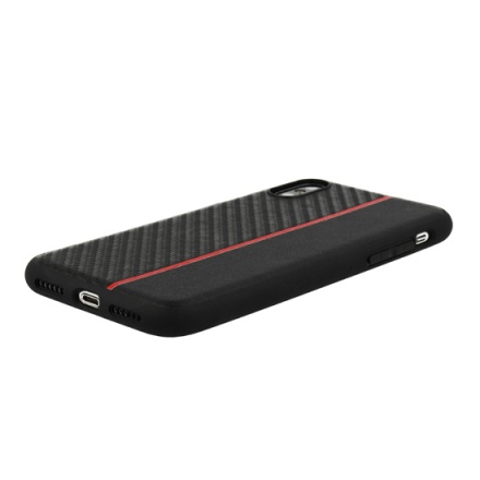 Pouzdro MOTO CARBON Case pro Huawei Nova 4 Černý s červeným pruhem 55449