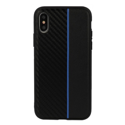 Pouzdro MOTO CARBON Case pro Huawei Nova 4 Černá s modrým pruhem 55450