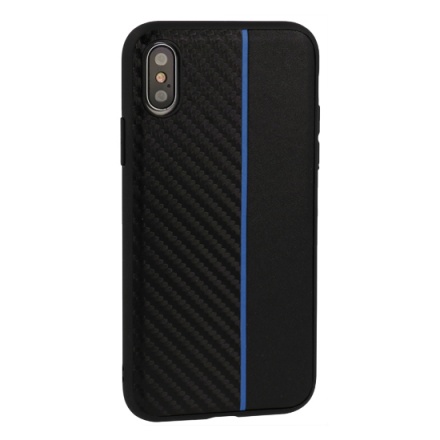 Pouzdro MOTO CARBON Case pro Huawei Nova 4 Černá s modrým pruhem 55450