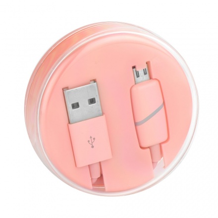 Kabel micro USB 1metr BOX-7X Ring růžová 5901737852823