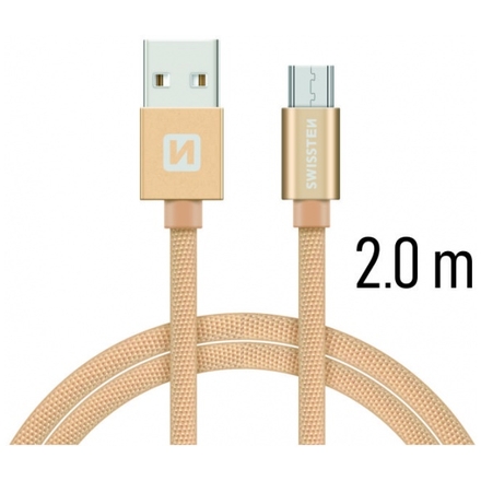 SWISSTEN TEXTILE datový kabel USB - (USB TYP C) 2m zlatá 71522304