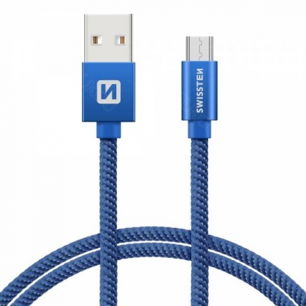 SWISSTEN TEXTILE datový kabel USB - (micro USB) 1.2m modrá 71522208
