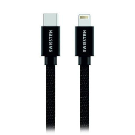 SWISSTEN DATA CABLE USB-C / LIGHTNING MFi TEXTILE 1,2M black 71526201