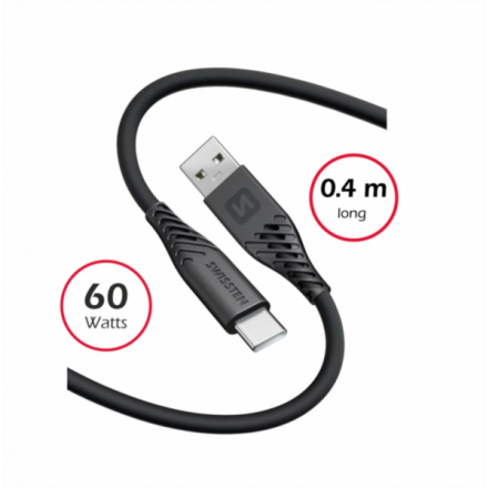 Swissten 71506519 SOFT SILICONE USB / USB-C, 0,4m, černý