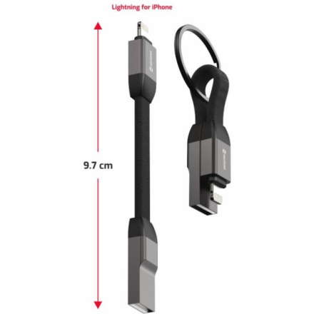 SWISSTEN MAGNETICKÝ KEYCHAIN KABEL USB-A / LIGHTNING 9,7 CM (71551060) black