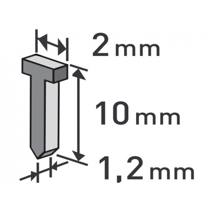 hřebíky, balení 1000ks, 10mm, 2,0x0,52x1,2mm 8852403