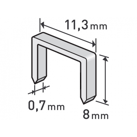 spony, balení 1000ks, 8mm, 11,3x0,52x0,70mm 8852502