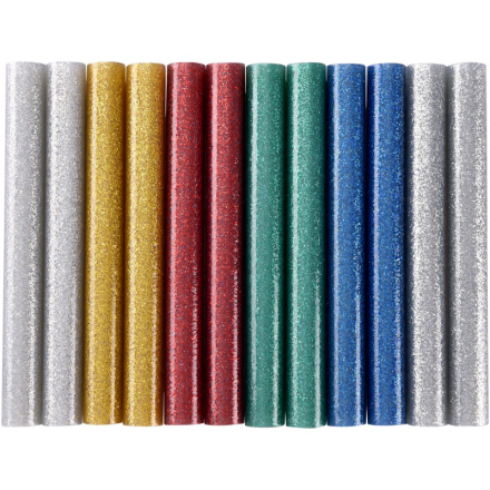 tyčinky tavné, mix barev se třpytem (glitter), pr.11x100mm, 12ks 9911