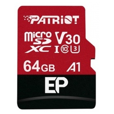 Patriot V30 A1/micro SDXC/64GB/100MBps/UHS-I U3 / Class 10/+ Adaptér, PEF64GEP31MCX