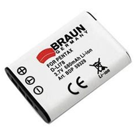 BRAUN PHOTOTECHNIK Braun akumulátor PENTAX D-Li78, Nikon EN-EL11, Olympus LI-60, Ricoh DB-80, Sanyo DB-L80, 680mAh, 59354