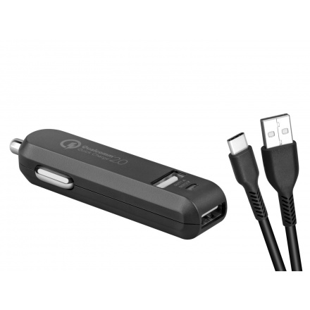 AVACOM CarMAX 2 nabíječka do auta 2x Qualcomm Quick Charge 2.0, černá barva (USB-C kabel), NACL-QC2XC-KK