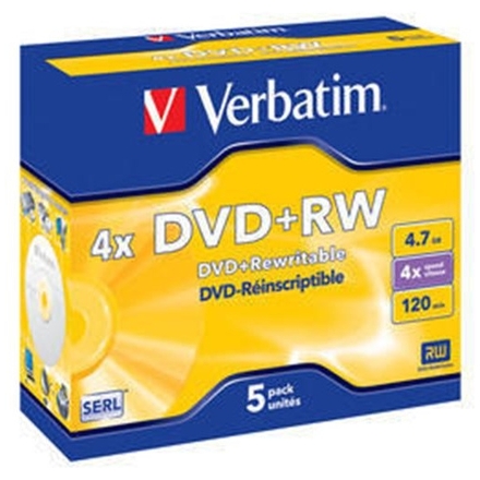 VERBATIM DVD+RW (4x, 4,7GB),5ks/pack, 43229