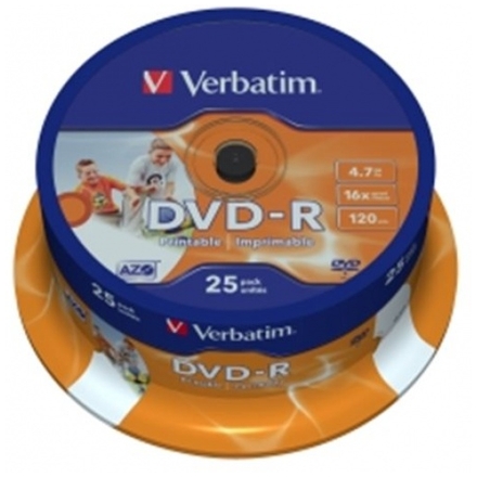 VERBATIM DVD-R(25-Pack)Spindl/Printable/16x/4.7GB, 43538