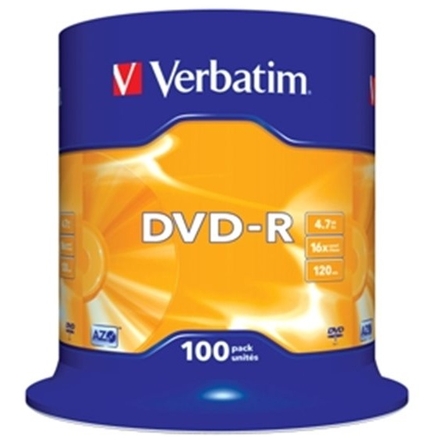 VERBATIM DVD-R(100-Pack)Spindl/MattSlvr/16x/4.7GB, 43549