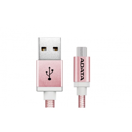 ADATA Micro USB kabel pletený 1m růžový, AMUCAL-100CMK-CRG