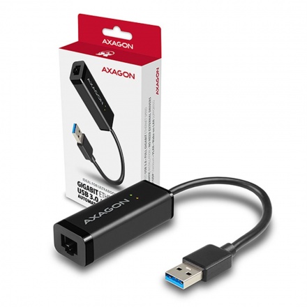 AXAGON ADE-SR, USB-A 3.2 Gen 1 - Gigabit Ethernet síťová karta, auto instal, černá, ADE-SR