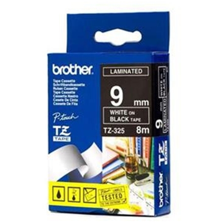 BROTHER TZE-325,  černá/bílá, 9mm, TZE325