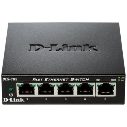 D-Link DES-105 kovový 5-port 10/100 Desktop Switch, DES-105/E
