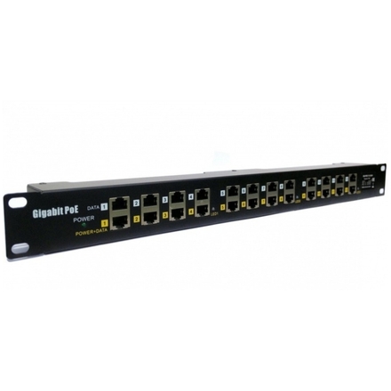 OEM POE Gigabitový Patch panel Cat5 19" 12port 1U, POE-PAN12-GB