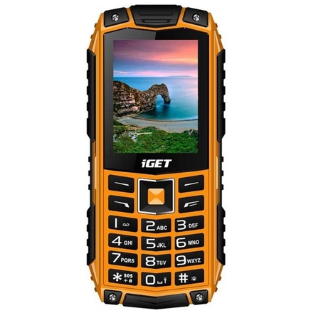 iGET Defender D10 Orange - odolný telefon IP68, DualSIM, 2500 mAh, BT, powerbanka, svítilna, FM, MP3, 84000427
