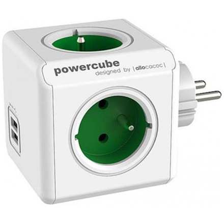 Zásuvka PowerCube ORIGINAL USB, Green, 4 rozbočka, 2x USB, 423654