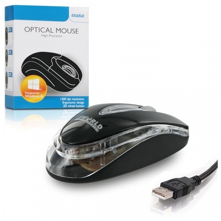 4World Myš optická Basic1 USB 1200dpi Black, 06708