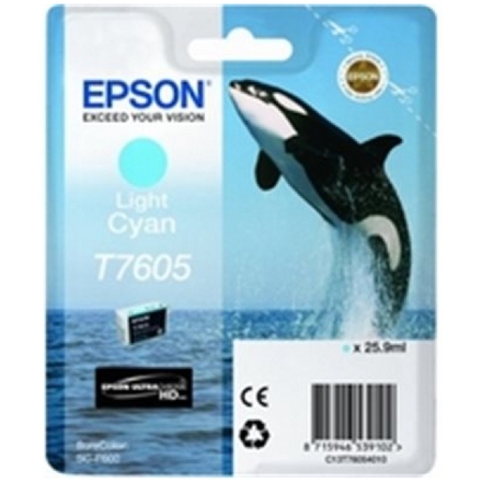 Epson T7605 Ink Cartridge Light Cyan, C13T76054010 - originální