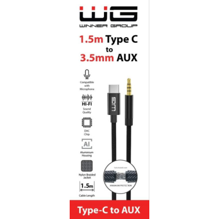 WINNER USB-C/AUX 3,5MM JACK 1,5M ČERNÁ REDUKCE 11653