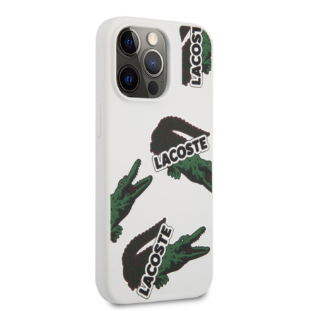 Lacoste Liquid Silicone Allover Pattern Kryt pro iPhone 13 Pro White, LCHC13LSOW