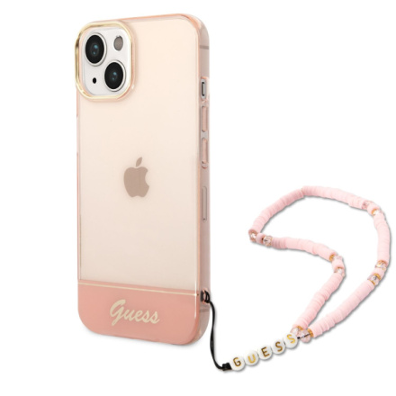 Guess PC/TPU Camera Outline Translucent Zadní Kryt s Poutkem pro iPhone 14 Plus Pink, GUHCP14MHGCOHP