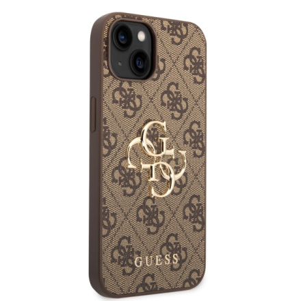 Guess PU 4G Metal Logo Zadní Kryt pro iPhone 14 Plus Brown, GUHCP14M4GMGBR