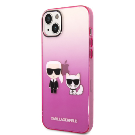 Karl Lagerfeld Gradient Karl and Choupette Zadní Kryt pro iPhone 14 Plus Pink, KLHCP14MTGKCP