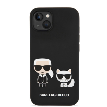 Karl Lagerfeld MagSafe Kompatibilní Kryt Liquid Silicone Karl and Choupette pro iPhone 14 Plus Black, KLHMP14MSSKCK