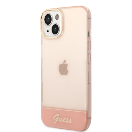 Guess PC/TPU Camera Outline Translucent Zadní Kryt pro iPhone 14 Plus Pink, GUHCP14MHGCOP