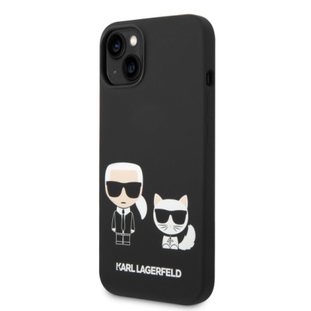 Karl Lagerfeld and Choupette Liquid Silicone Zadní Kryt pro iPhone 14 Plus Black, KLHCP14MSSKCK