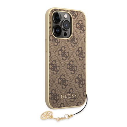 Guess 4G Charm Zadní Kryt pro iPhone 14 Pro Brown, GUHCP14LGF4GBR