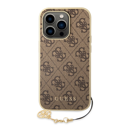 Guess 4G Charm Zadní Kryt pro iPhone 14 Pro Max Brown, GUHCP14XGF4GBR