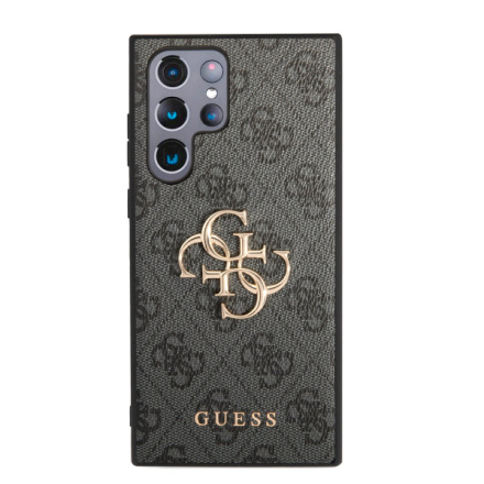 Guess PU 4G Metal Logo Zadní Kryt pro Samsung Galaxy S23 Ultra Grey, GUHCS23L4GMGGR