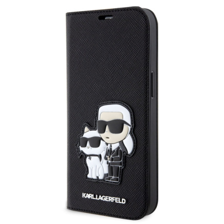 Karl Lagerfeld PU Saffiano Karl and Choupette NFT Book Pouzdro pro iPhone 14 Black, KLBKP14SSANKCPK