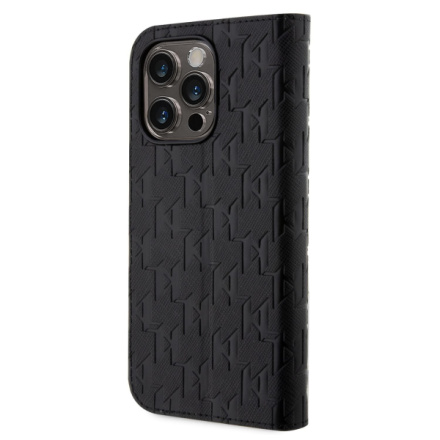 Karl Lagerfeld PU Saffiano Monogram Book Pouzdro pro iPhone 14 Pro Black, KLBKP14LSAKLHPK