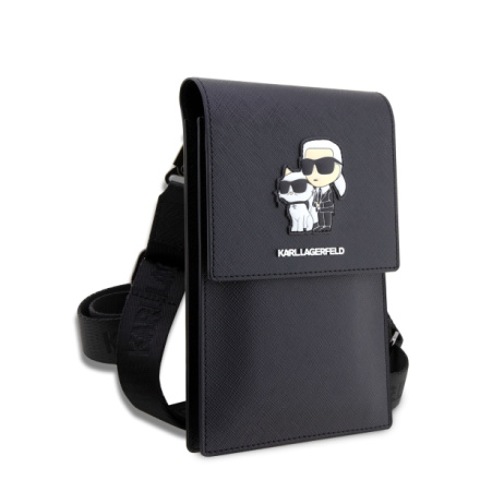 Karl Lagerfeld Saffiano Metal Logo NFT Taška na Telefon Black, KLWBSAKCPMK