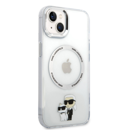 Karl Lagerfeld IML Karl and Choupette MagSafe Zadní Kryt pro iPhone 13 Transparent, KLHMP13MHNKCIT