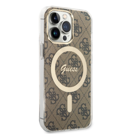 Guess IML 4G MagSafe Zadní Kryt pro iPhone 13 Pro Brown, GUHMP13LH4STW