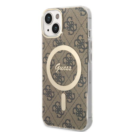 Guess IML 4G MagSafe Zadní Kryt pro iPhone 14 Brown, GUHMP14SH4STW