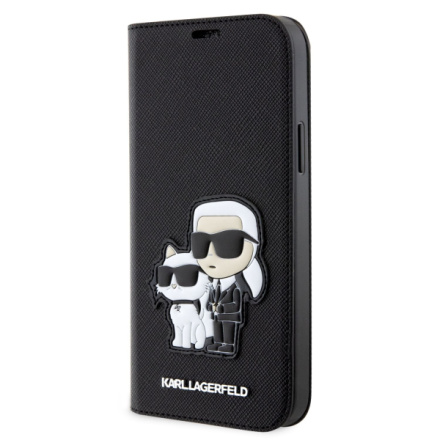 Karl Lagerfeld PU Saffiano Karl and Choupette NFT Book Pouzdro pro iPhone 12/12 Pro Black, KLBKP12MSANKCPK