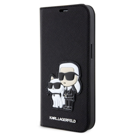 Karl Lagerfeld PU Saffiano Karl and Choupette NFT Book Pouzdro pro iPhone 13 Black, KLBKP13MSANKCPK