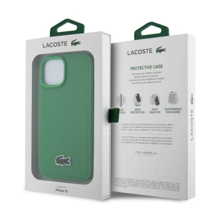 Lacoste Iconic Petit Pique Woven Logo Magsafe Zadní Kryt pro iPhone 15 Green, LCHMP15SPVCN