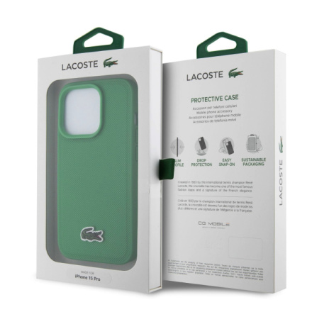 Lacoste Iconic Petit Pique Woven Logo Magsafe Zadní Kryt pro iPhone 15 Pro Green, LCHMP15LPVCN